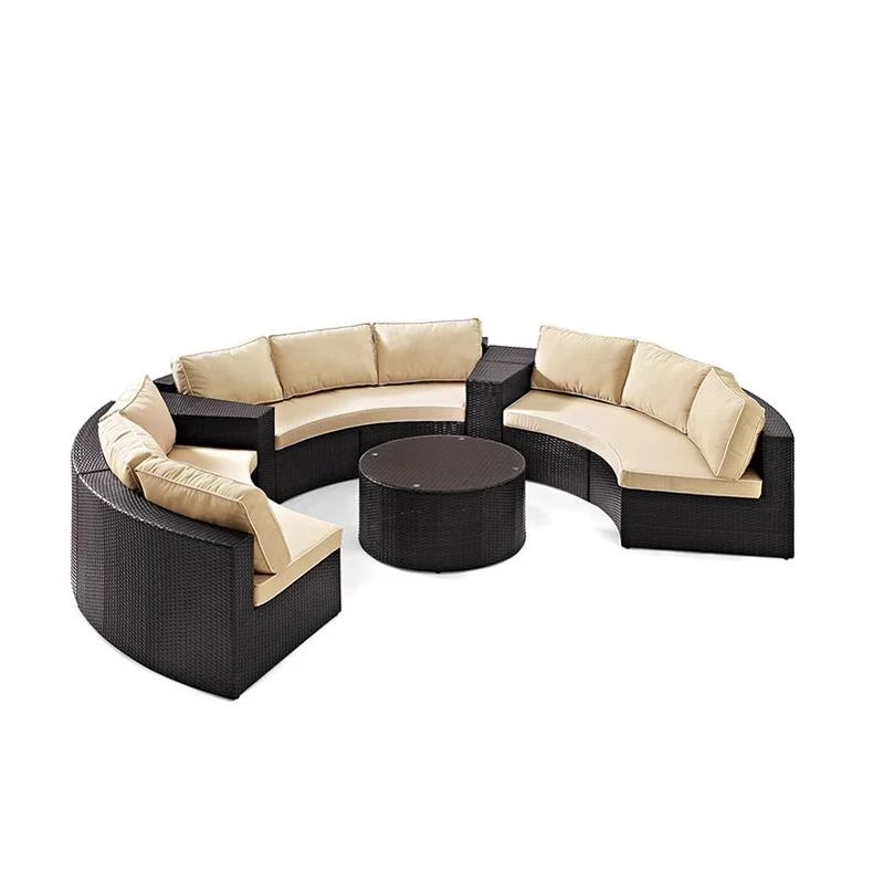 hr-Modern Outdoor Pe Rattan Sofa Set Coffee Table Chair Lounge Furniture Garden Office Living Room Courtyard