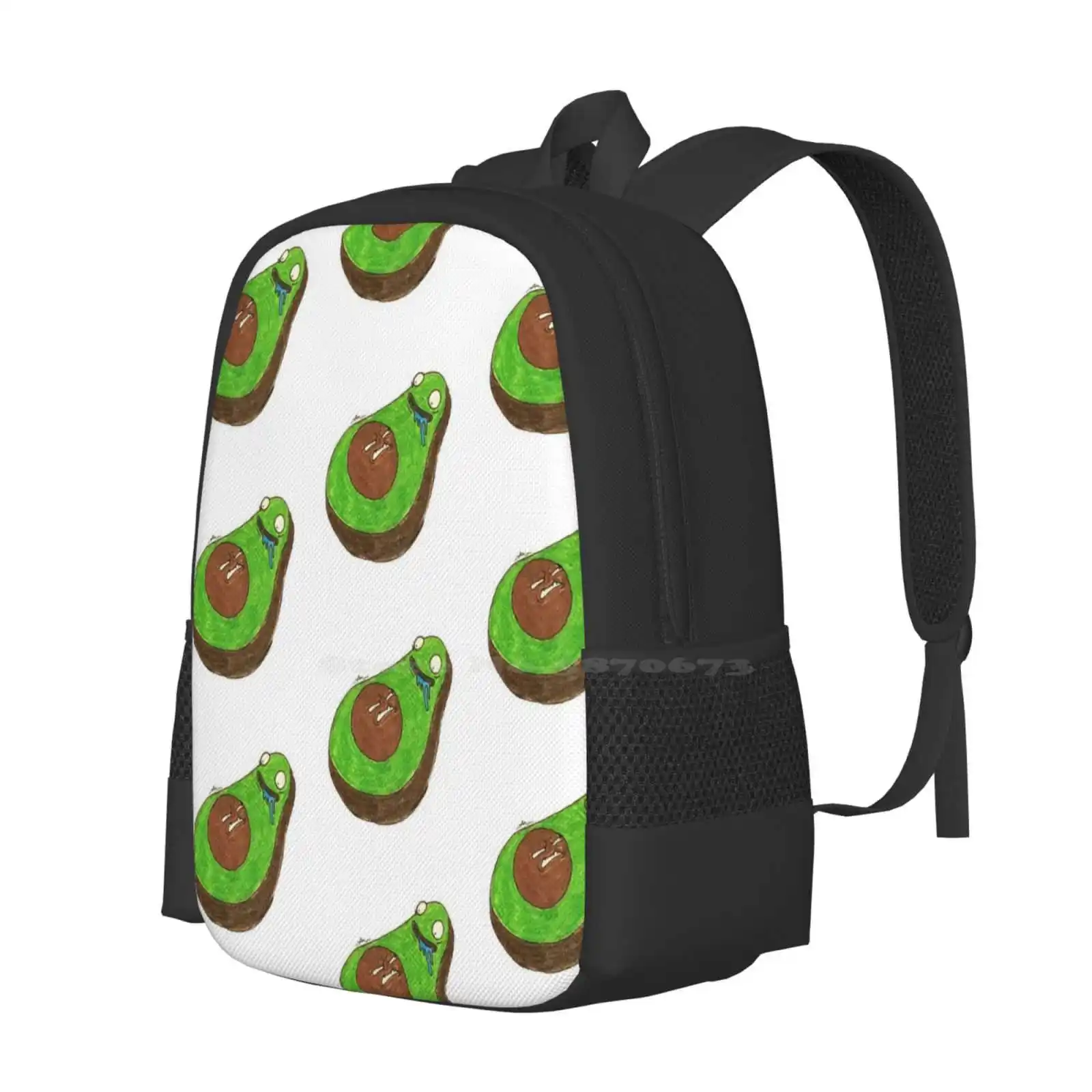 Avocado Pattern Design Bagpack School Bags Thehubarts Trending Popular Avocado Fruit Food Silly Freshavacado Wierd Crazy Pit