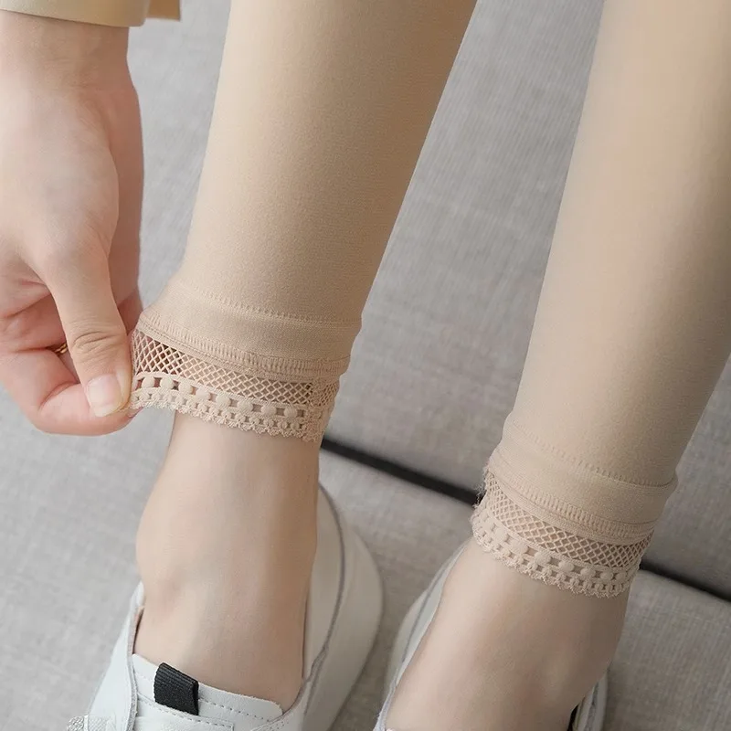 

Autumn Simple Solid Color Women's Cropped Pants Skinny Ankle Lace Design Hottie Sexy Fashion Elastic Leggings Wholesale