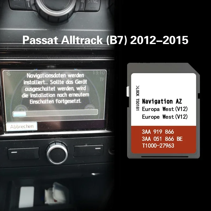 for VW Passat Alltrack (B7) 2012-2015 Cover Western Europe RNS315 AZ V12 Map SD Card