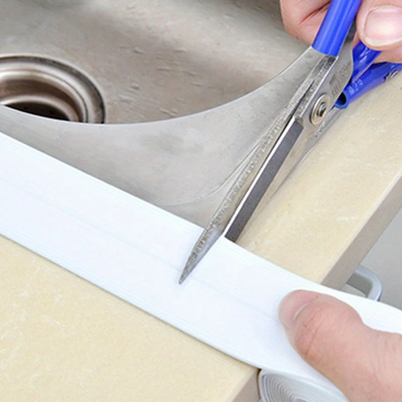 1pcs 방수 흰색 PVC 자체 접착 테이프-욕실, 주방, 싱크대 간격 및 가장자리에 적합-강한 고정, Ap 3.6cm*1.5m에 쉽게 적용 가능