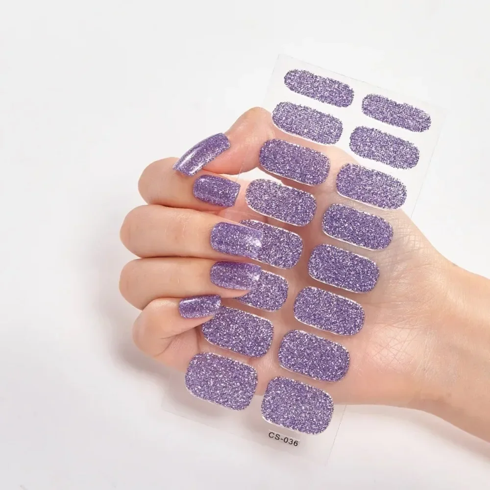 16Tips Nail Stickers Wholesale Gradient glitter Nail Stickers Simple Waterproof Nail Stickers Full Color Solid Color Stickers