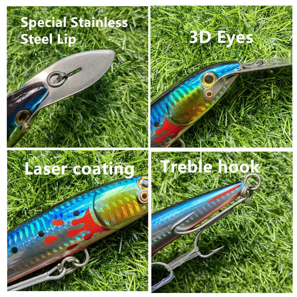 Trolling Casting Minnow Angelköder 130 mm 32 g 185 mm 60 g 225 mm 76 g Köder künstlicher harter Köder für Seeboot-Angelköder – Detail 1