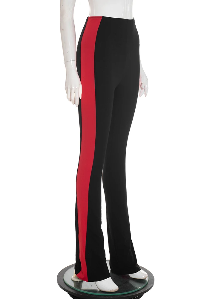 Nibber Sporty Autumn Simple Ankle Split Long Pants Women Patchwork High Waist Skinny Streetwear Fall Fashion Casual Trousers