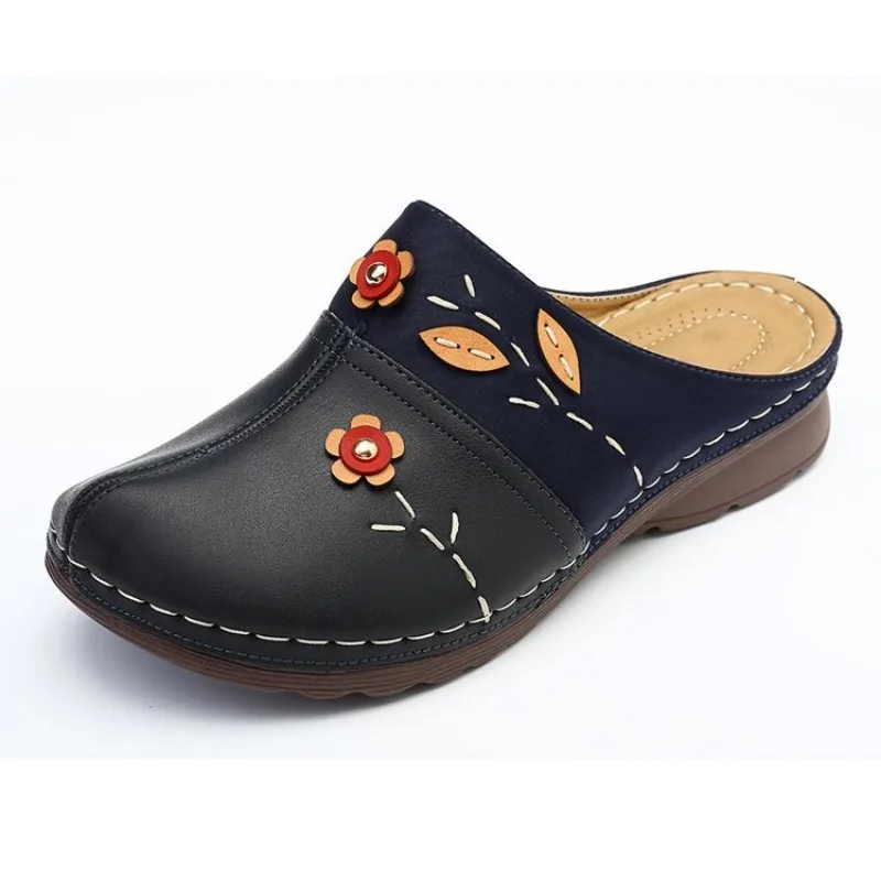 Women Slippers 2024 New Summer Flat Round Toe Sandals Retro Comfy Mary Jane Shoes Slippers Women Casual Comfortable Slides Women