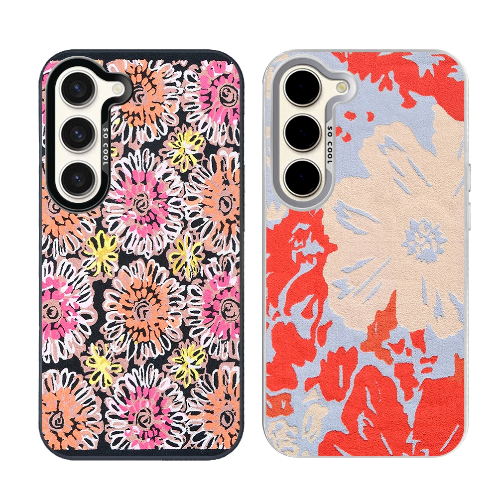 Painting Flower Fashion Silver Plated IMD Phone Case For Samsung S26 S25 S24 S23 S22 Ultra S20 S10 S21 FE 5G Plus Cover