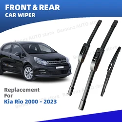 LHD Front Rear Windshield Wiper Blade For Kia Rio 1 2 3 4 2000 - 2023 3pc Windscreen Window Accessories 2011 2012 2015 2017 2019