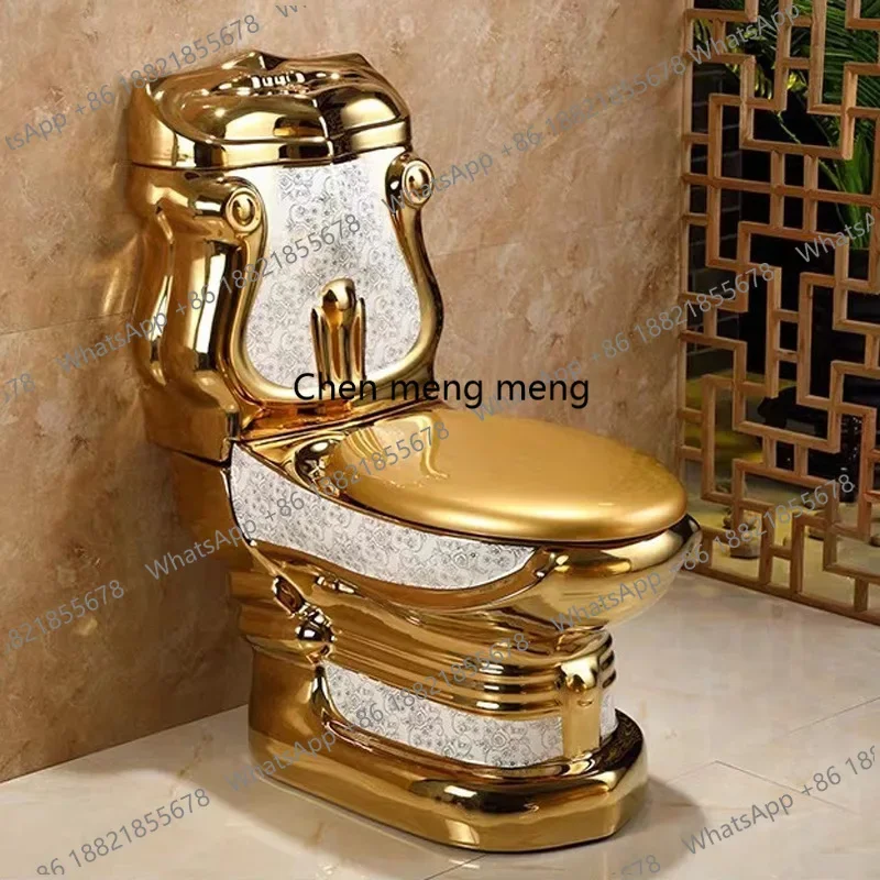 Export  split toilet, gold toilet with gold cover plate, water-saving toilet, flush toilet, toilet