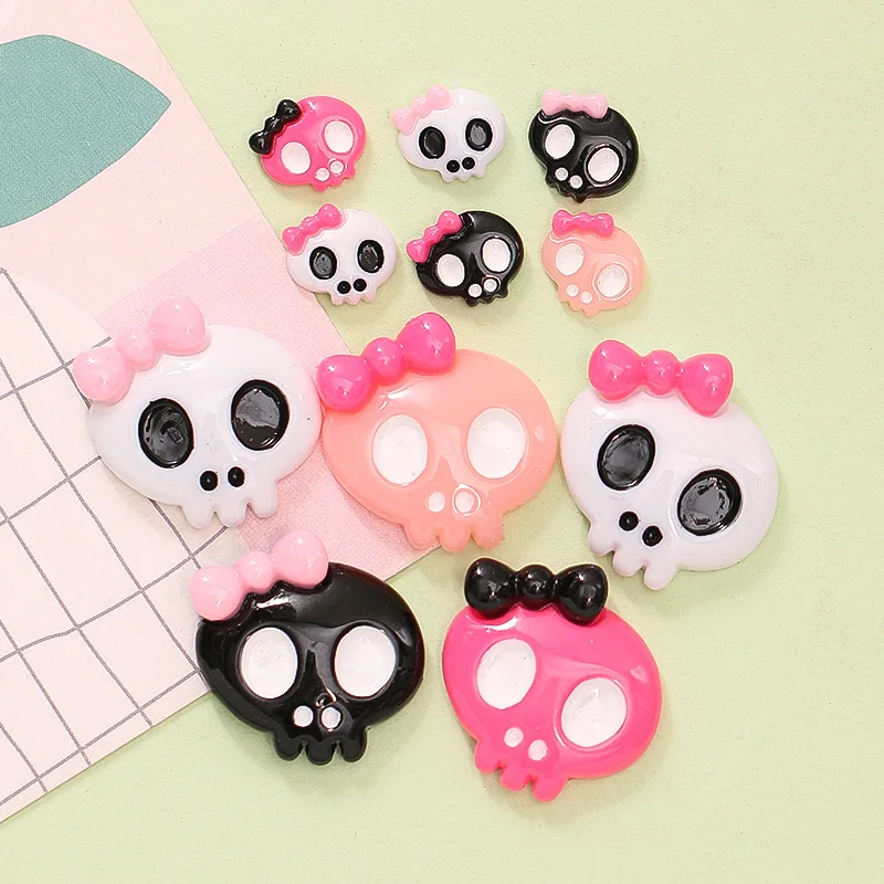10Pcs New Cute Resin Cartoon Bow， Skeleton Series Flat Back Scrapbooking DIY Jewelry Craft Decoration Accessories - Image 3
