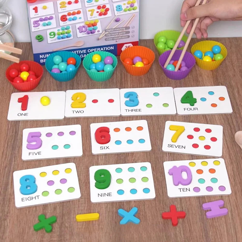 Juego de juguetes de aprendizaje Montessori de madera para preescolar, juguetes educativos de matemáticas para bebés, juguete de enseñanza de matemáticas para niños, regalos
