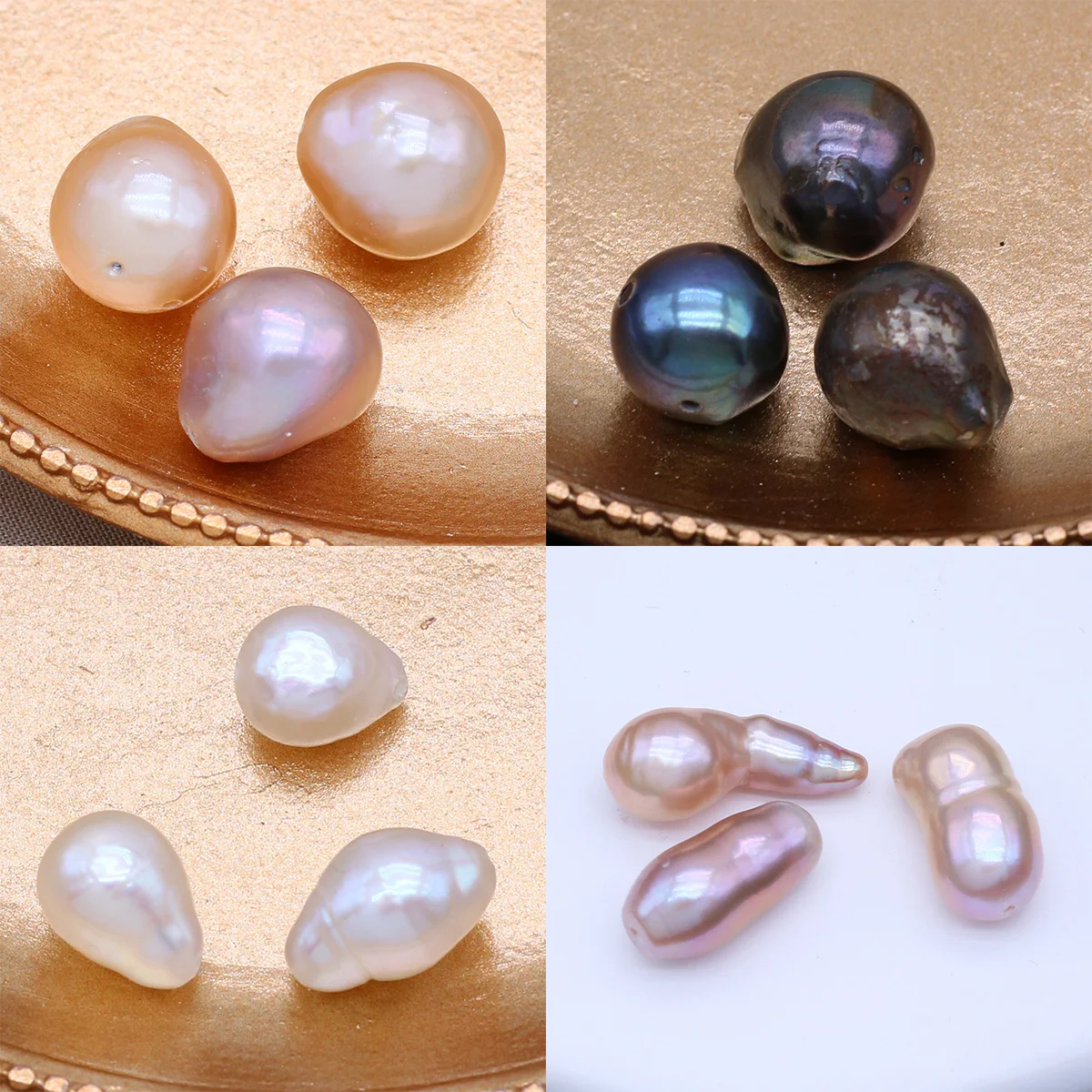 Perle barocche d'acqua dolce naturali perline irregolari rotonde distanziate perline allentate per gioielli che fanno accessori per bracciali collana fai da te