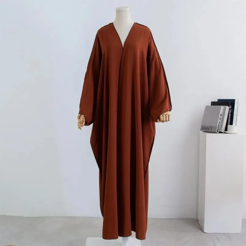 Muslim Out Abaya Smocking Sleeve One-piece Prayer Women Jilbab Cardigan Coat Islamic Clothing Dubai Saudi Robe Turkish