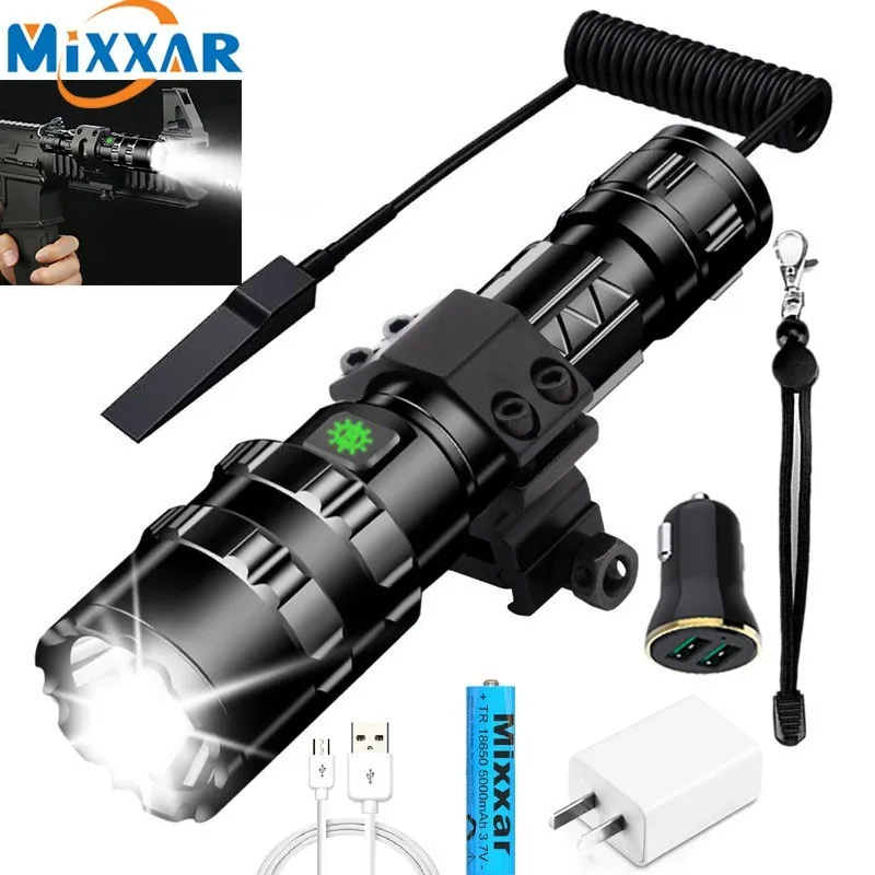 ZK40 8000LM Professional LED Flashlight for Hunting Tactical Night Scout Lights L2 Fish Light USB Rechargeable Waterproof Torch