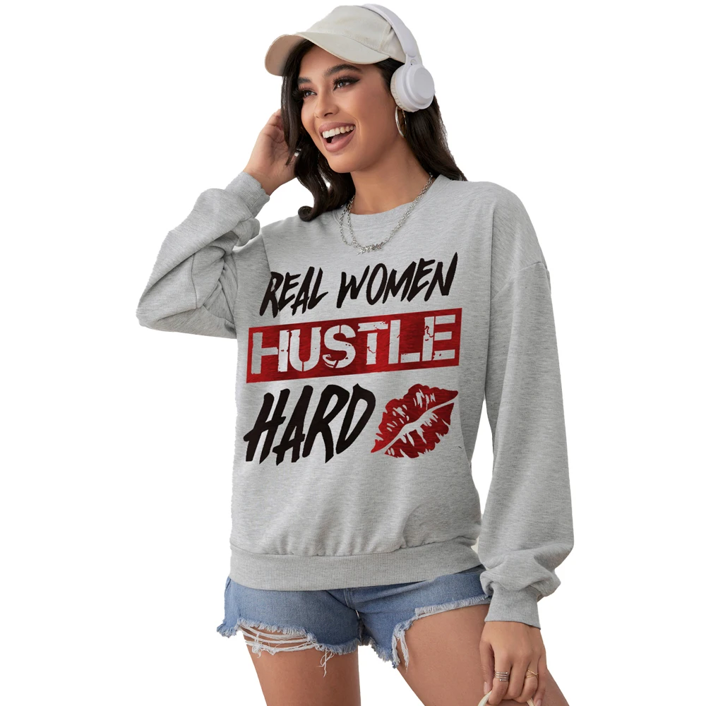 

Classic fashion women's sweatshirt personality lip letter print hooded round neck casual entertainment pullover loose warm women