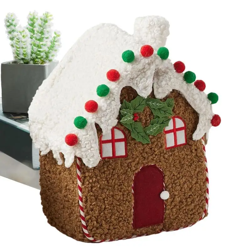 

Stuffed Gingerbread House Toy Festive Gingerbread House Plushie Doll Christmas Gingerbread Decoration