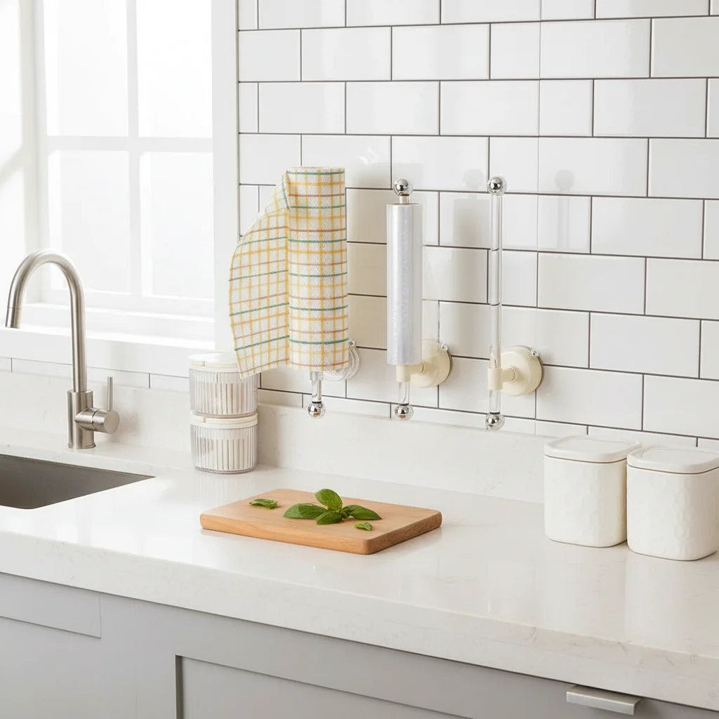 

Suction Cup Paper Towel Holder Wall-Mounted Reusable No Drilling Tissue Holder Space Saving Waterproof