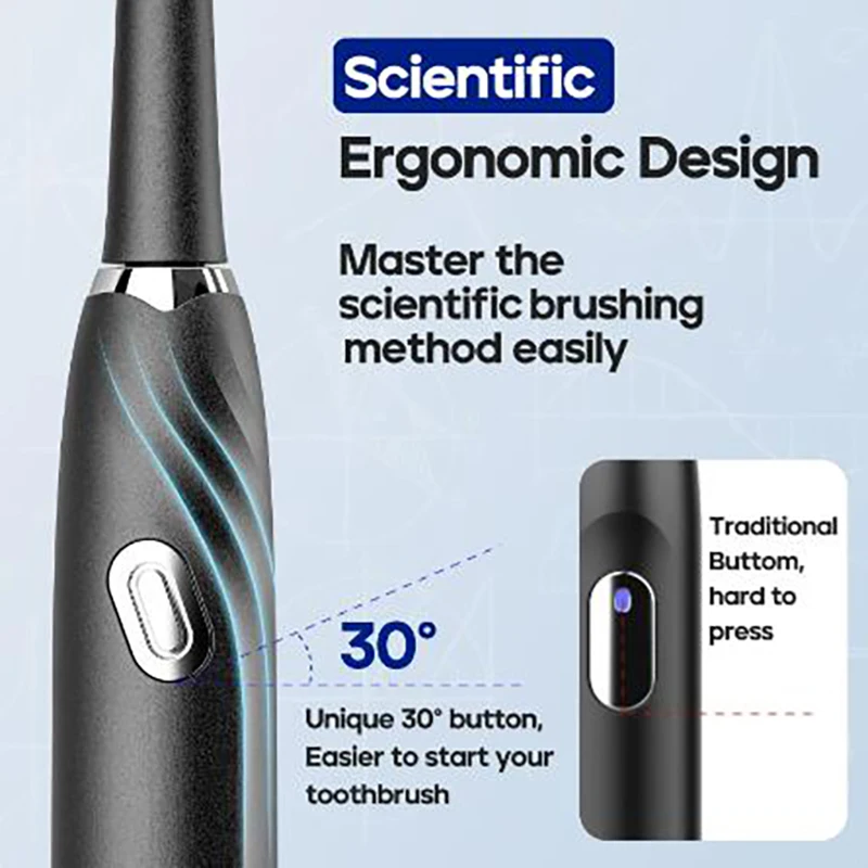 Seago 전동 칫솔, 10 브러시 헤드, 여행 상자 및 칫솔 거치대, 충전식 전동 칫솔, 가족을 위한 선물