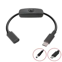 Type C Extension Cable with On/Off Switch USB-C PD to Micro USB / DC 5521 Power Cord Male to Female 5V
