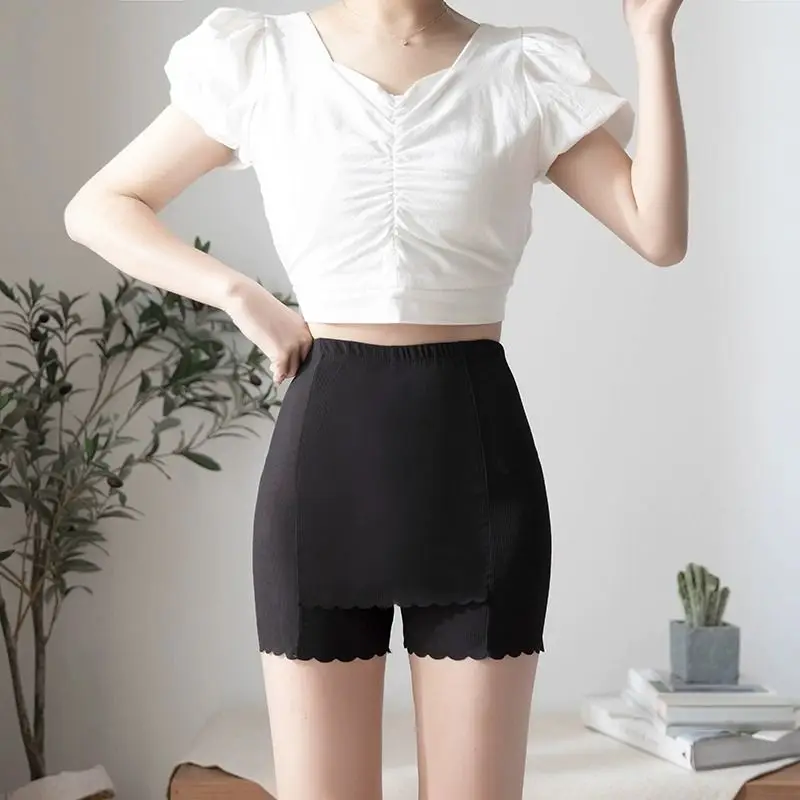 Summer Ice Silk Thin Double Layer Blocking Triangle Area God Weapon No Trace Safety Pants Women's Anti Shining Underpants