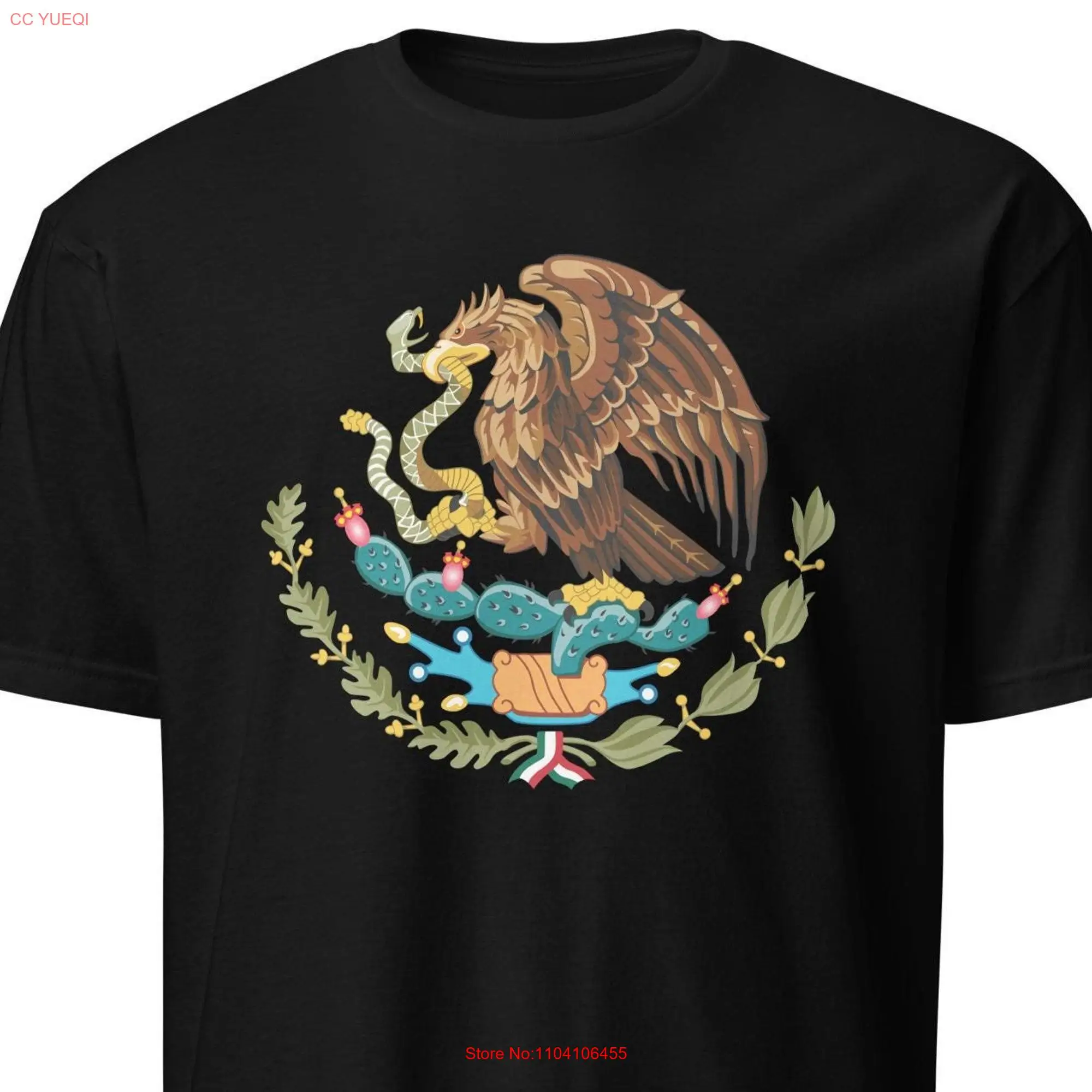 Mexican Flag Coat of Arms Mexcio Eagle  T Shirt Playera Con El Aguila De Mexico long or short sleeves