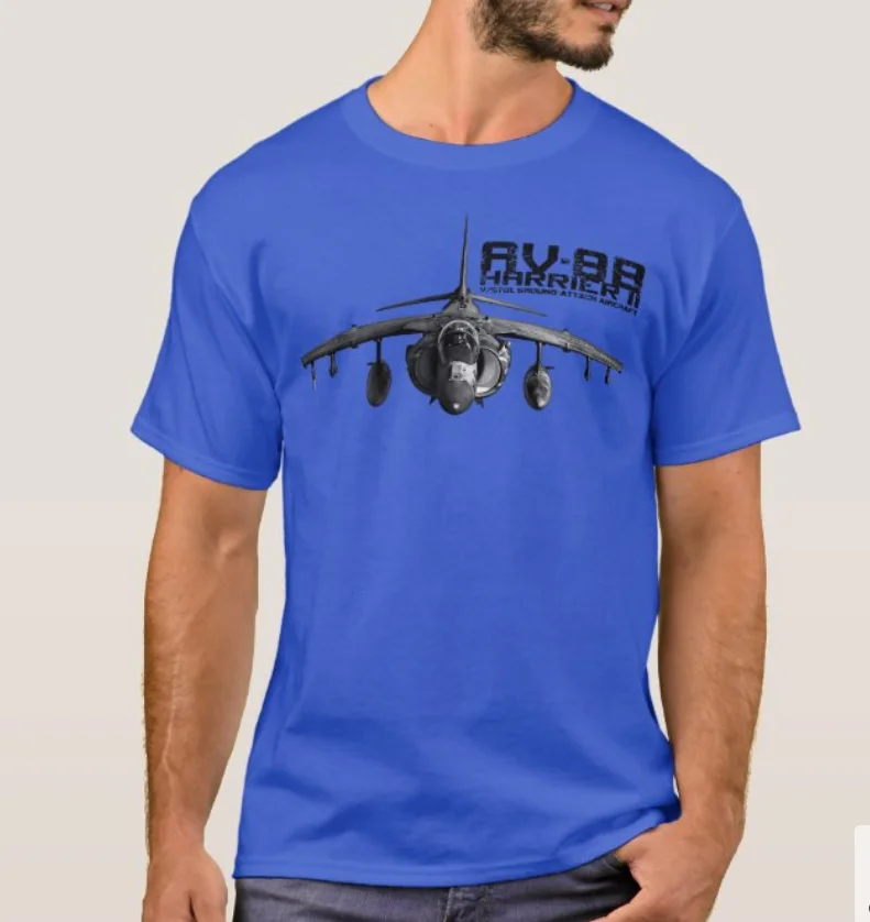 Camiseta de AV-8B Harrier II, camiseta de avión de ataque terrestre Camiseta de algodón para hombre, camisa de manga corta con cuello redondo, S-3XL