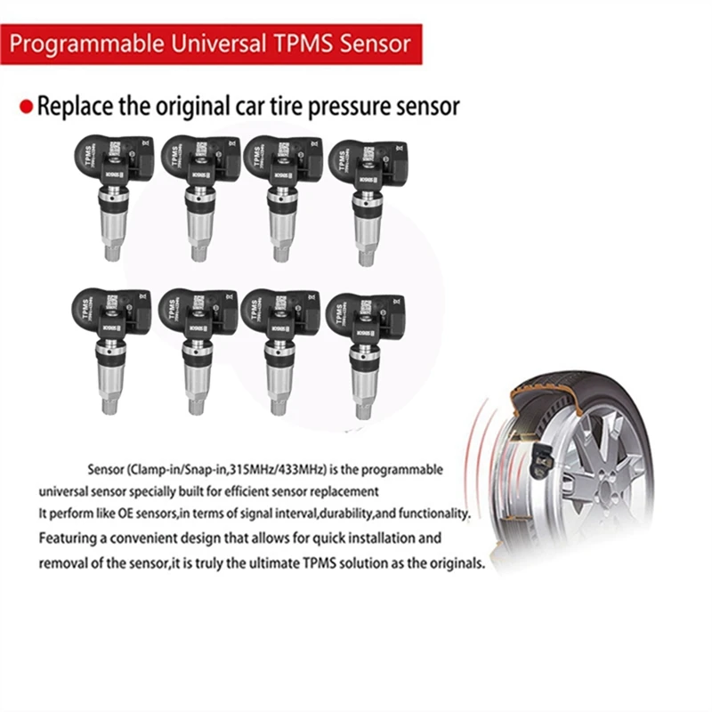 

10Pcs TPMS Tire Pressure Sensor Programmable For Autel Tool TS408 TS508 ITS600 315MHZ+433Mhz 2 In 1 MX Sensor Monitor