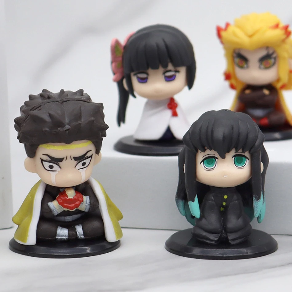 4-15 pçs anime demon slayer kimetsu no yaiba figura kamado tanjirou figura de ação agatsuma zenitsu nezuko guerreiro pvc modelo brinquedos