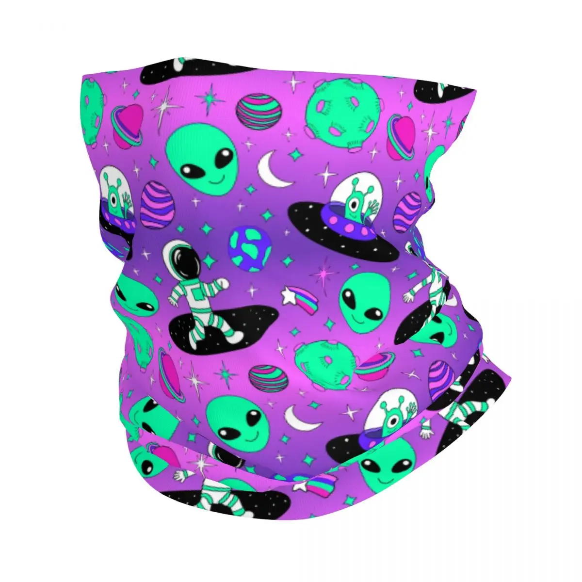 Custom Space Astronauts And Alien Bandana Neck Warmer Women Men Winter Ski Hiking Scarf Gaiter Face Cover