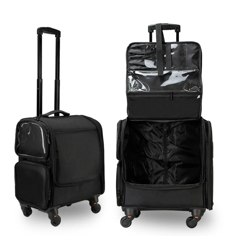 حقيبة مكياج احترافية، حقيبة مكياج للأمتعة بعجلات، صندوق أدوات تجميل الأظافر متعدد الوظائف بسعة كبيرة، #6