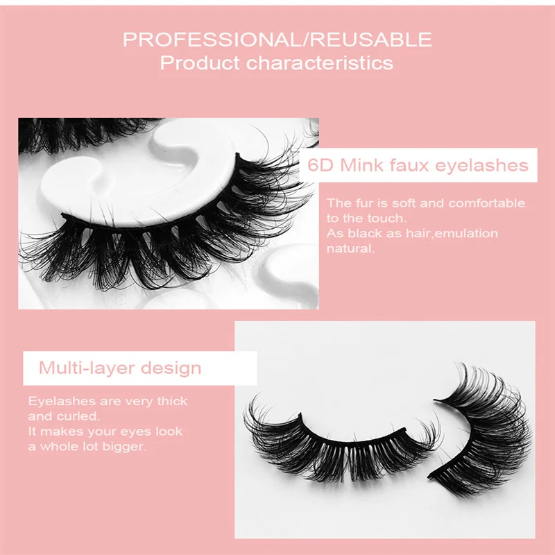 10 Pairs/Tray Multi-layer fluffy Faux Mink 25mm Volume False Eyelashes private label eyelashes extensions with Support custom