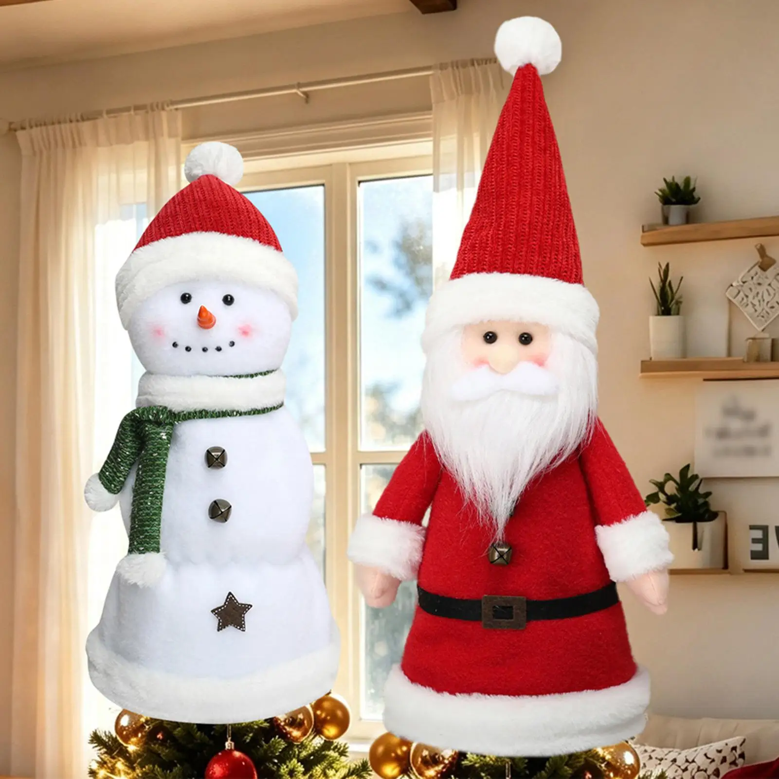 Christmas Tree Topper Santa Claus Christmas Spring-Loaded Ornaments Cartoon Christmas Tree Ornaments For Winter Mantel