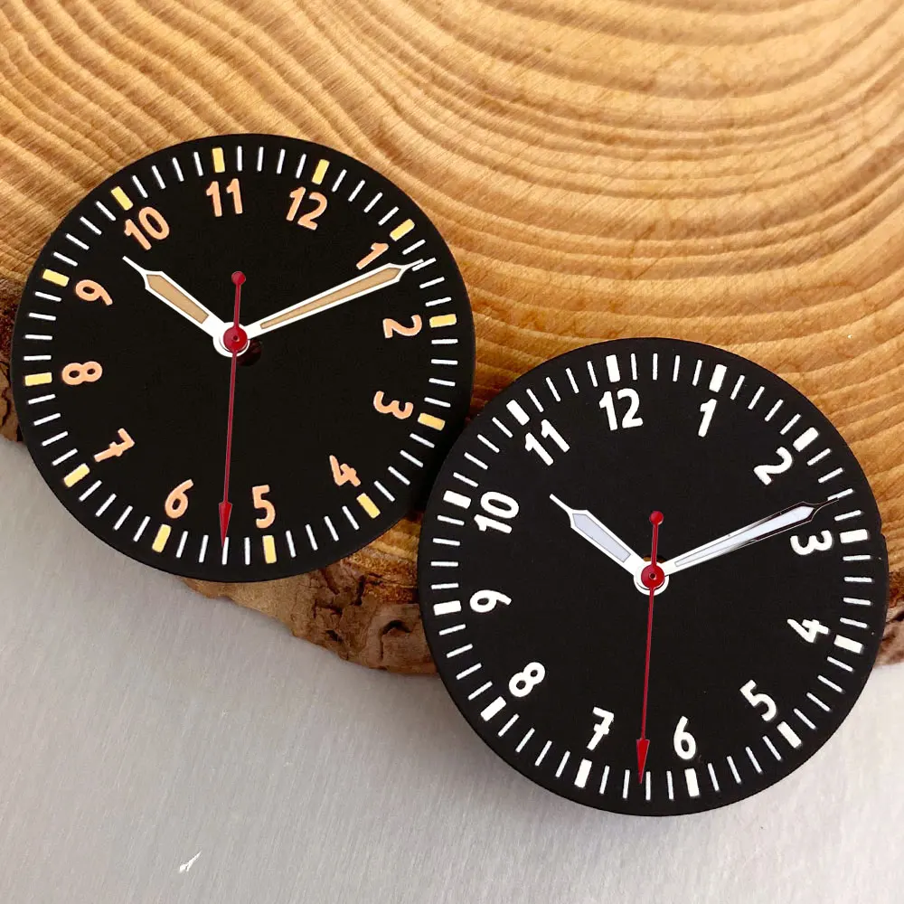 29mm Black Field Pilot Automatic Watch Dial Luminous Face Fit NH34 NH35 ETA2824 PT5000 Miyota 8125 Movement Modified Watch Parts