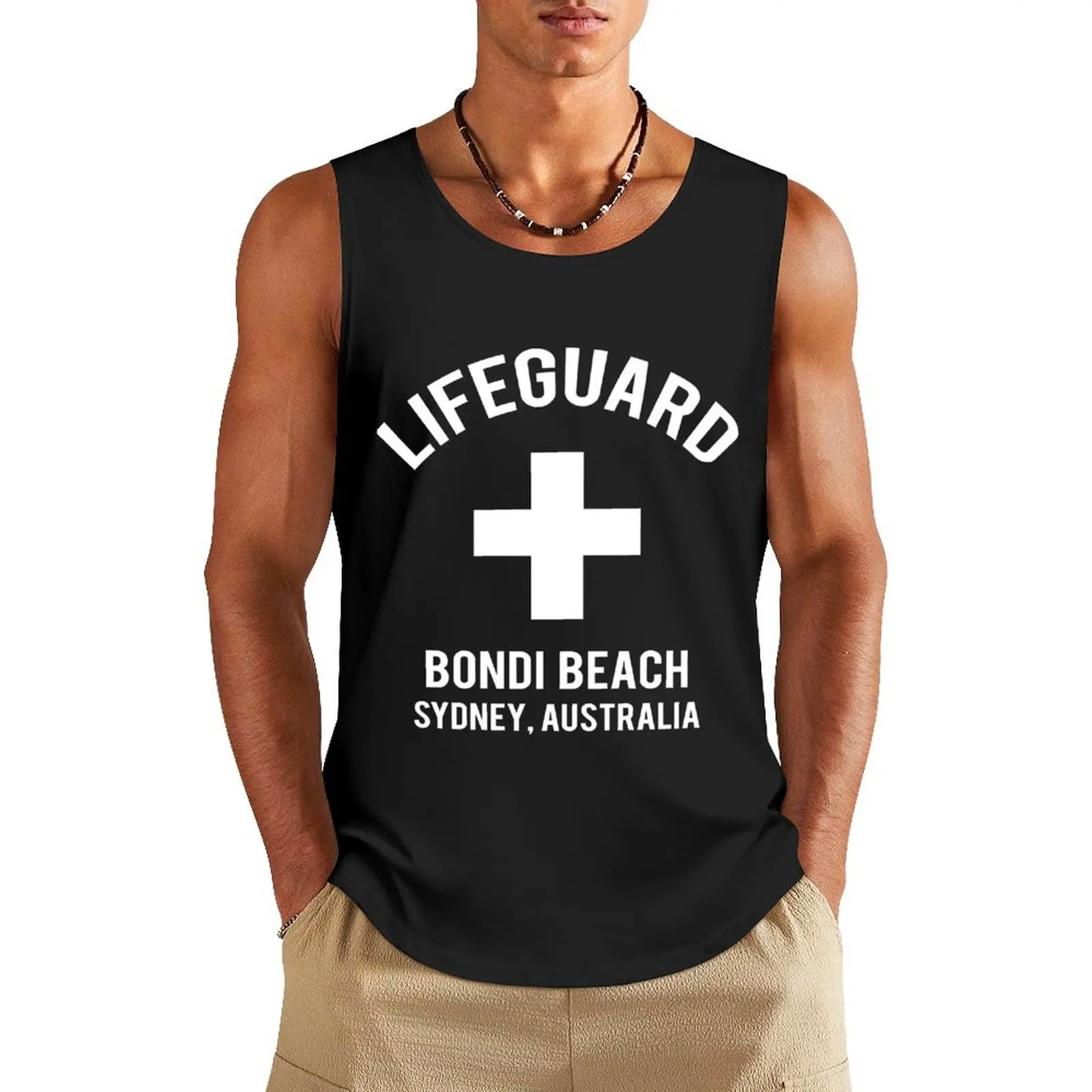 Lifeguard Bondi Beach Sydney, Australia, Coast Guard, Beach , Baywatch Tank Top Vest gym accessories man sleeveless shirt man
