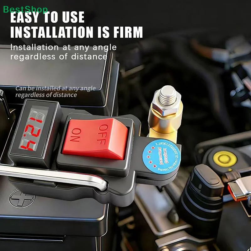 Rocker Type Battery Disconnect Switch With Voltage Display And Thickened Pure Copper Perfect For 12V 24V Car Truck RV Marine Use
