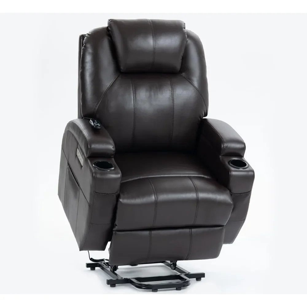 Power Lift Recliner Chair with Massage & Heat,Max 155° Reclining, Standing Assistance for Elderly, USB & Type-C Ports,PU Leather