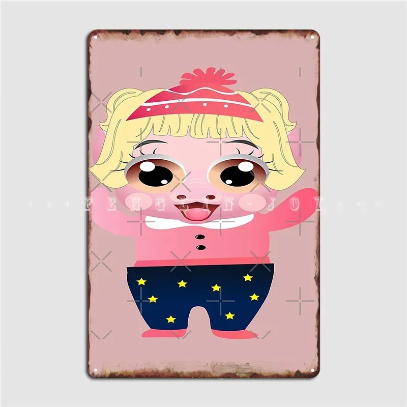 Piglet Piggy Pig Blonde Hair Metal Plaque Poster Pub Garage Club Designing Garage Decoration Tin Sign Posters