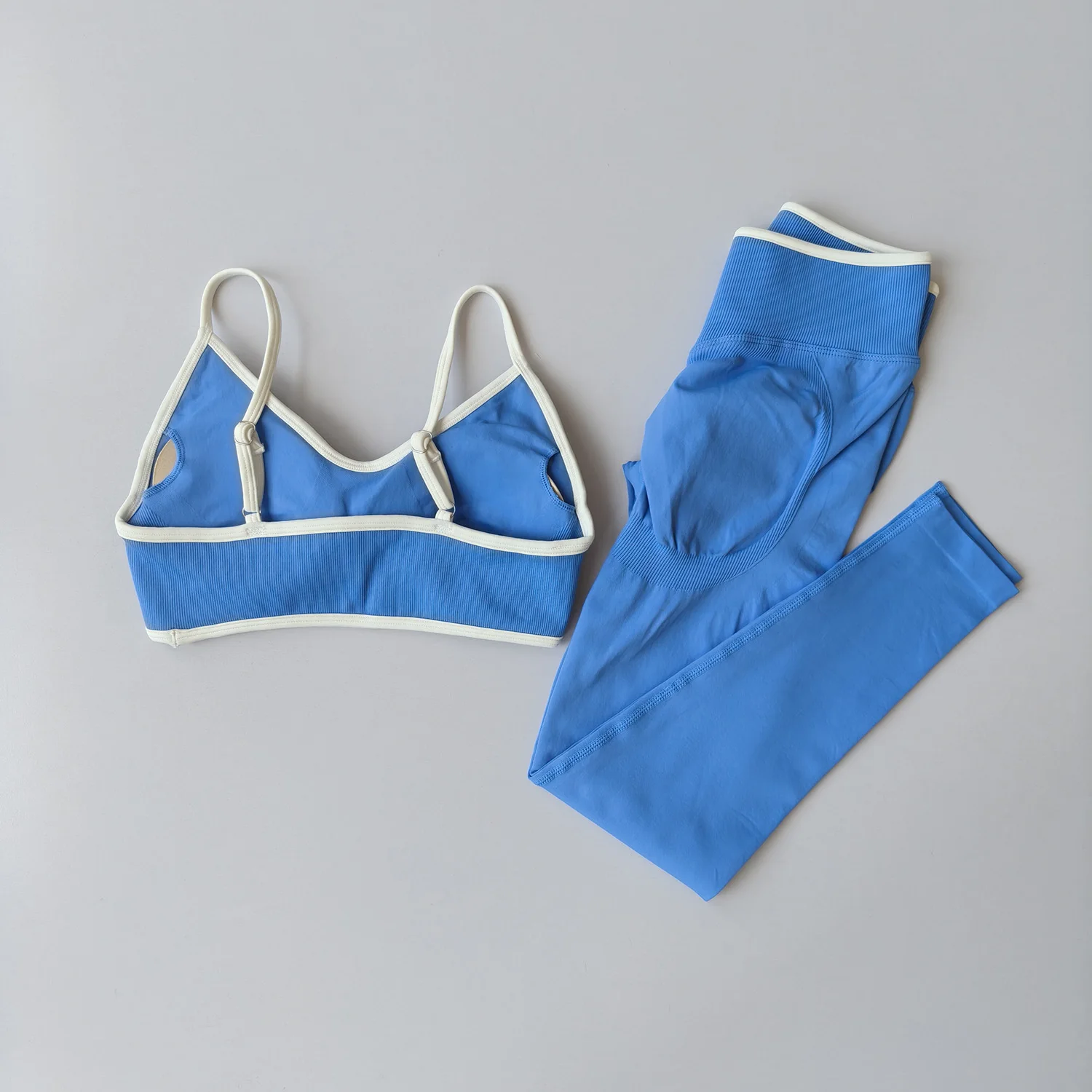 Nahtloses Fitness-Set für Damen, Trainingsanzug, Yoga-Sets, Sportbekleidung, Workout-Leggings mit mittlerer Taille, Sport-BH, Fitnesskleidung, Fitnessanzug – Detail 21