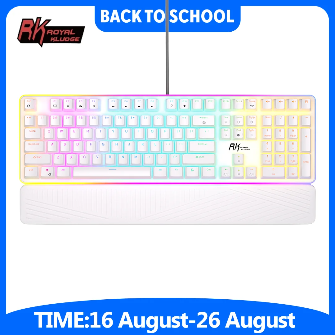 RK ROYAL KLUDGE RK918 RGB Backlight Wired Gaming Mechanical Keyboard 108 Keys Anti-Ghosting with Large LED Sorrounding Side Lamp