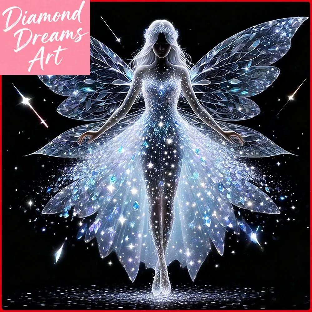 Frameless, 5D DIY Diamond Painting Butterfly Fairy Diamond Embroidery Portrait New Collection 2025 Decorative Paintings