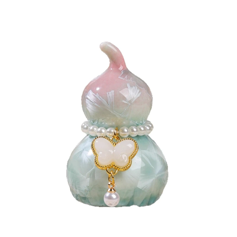 Purple Pink Blue Crackle Ceramic Gourd Handheld Piece Tea Pet Desktop Car Decor Ornaments Gifts