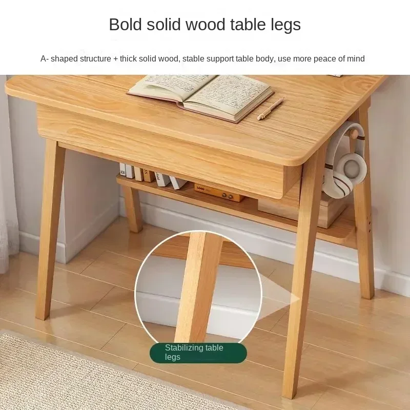 Furniture Simple Desk Household Student Solid Wood Legs Simple Desk Study Computer Table Chair Desktop Bedroom Writing Table