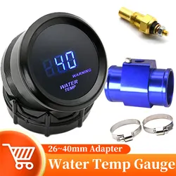 HD 52mm Water Temperature Gauge 1/8NPT Sensor Water Temp Joint Pipe Adapter Blue LED Light Car Racing Universal Digital Meter