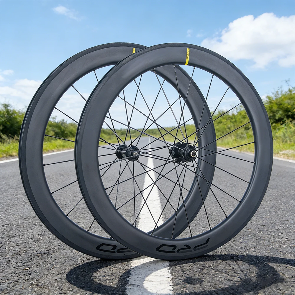 Ultraleichtes 700C Rennrad 60mm Carbon-Felgen Carbon-Nabe V-Bremse Flachspeichen-Laufradsatz – Detail 18
