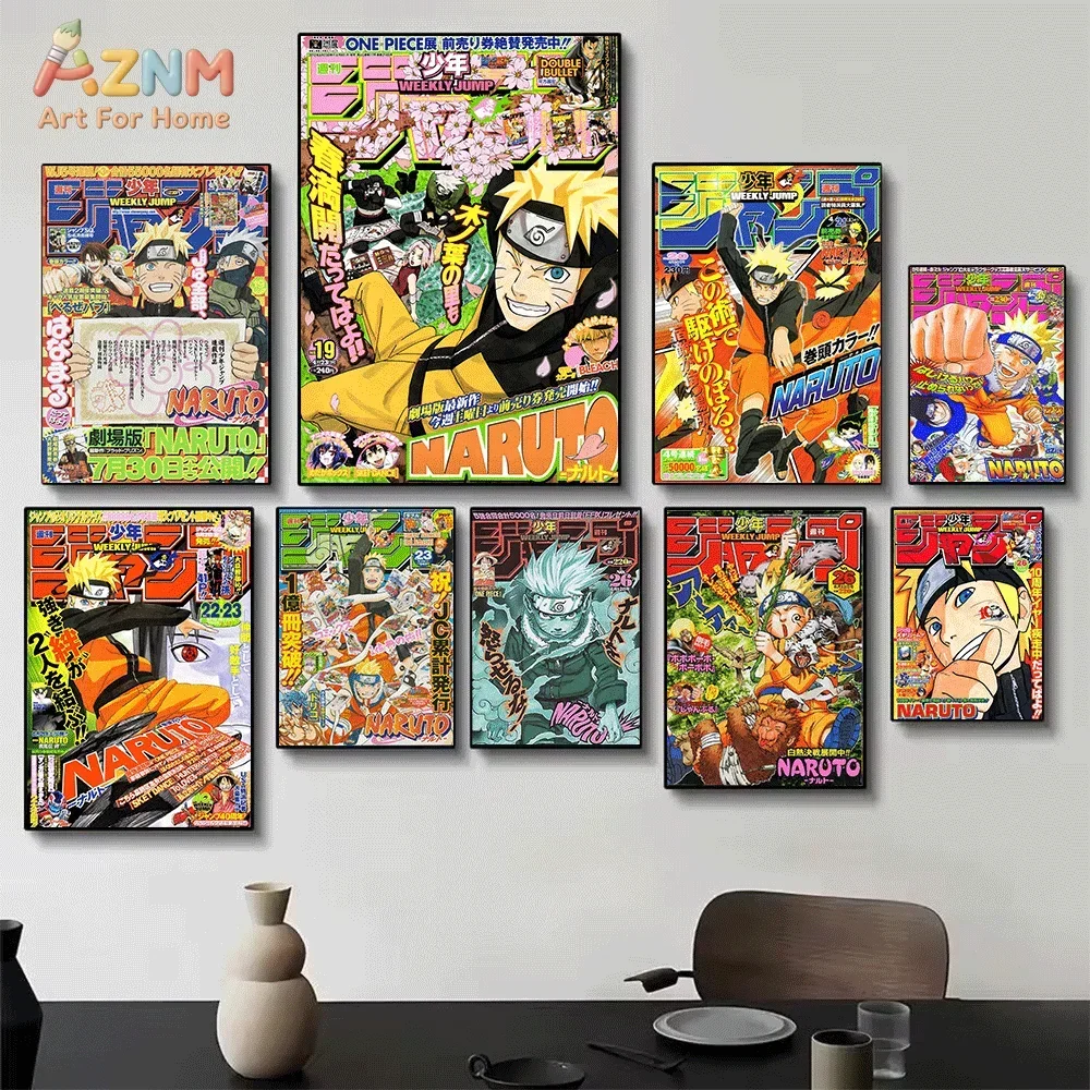 AZNM Naruto Kakashi Weekly Shonen Jump Magazine Canvas Wall Art Single Frameless Anime Print Naruto Movie Promotional Characte view 3