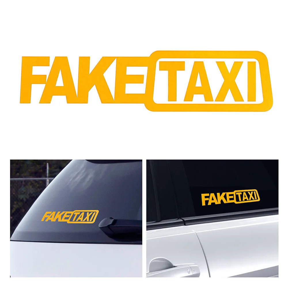 1 Pcs Funny FAKE TAXI Car Auto Sticker Decal Emblem Self Adhesive Vinyl Stickers Car Window Body Bumper Motorcycle Car Styling