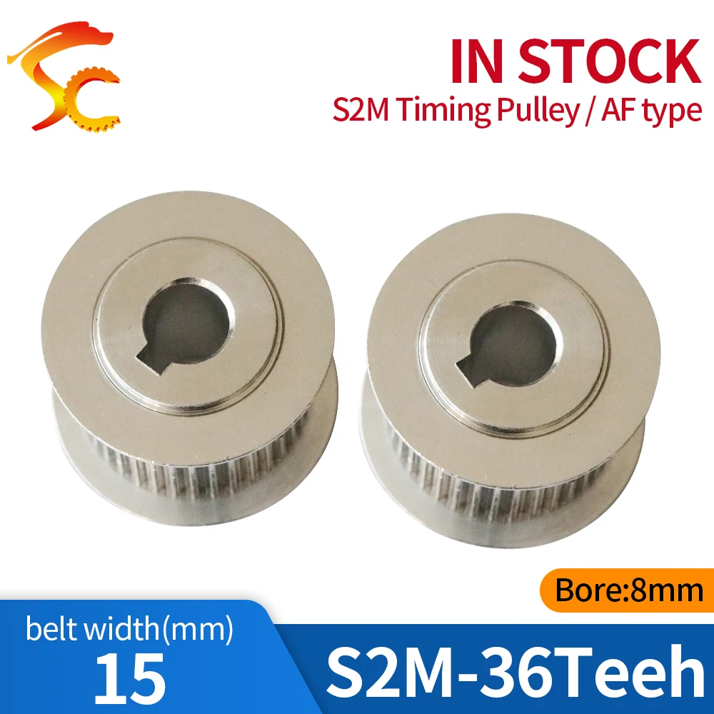 

5PCS 10PCS S2M 36 teeth Pitch 2mm for belt width 15mm bore 8mm(Keyway 3mm) Aluminum timing pulley S2M 36teeth