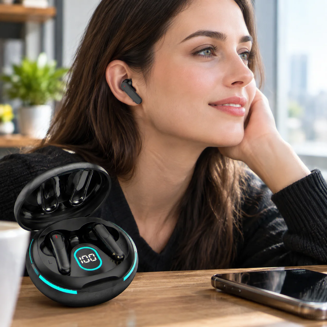 Hot Selling ANC+ENC True Wireless Earphones, LED Digital Display, Smart Touch For iPhone Android