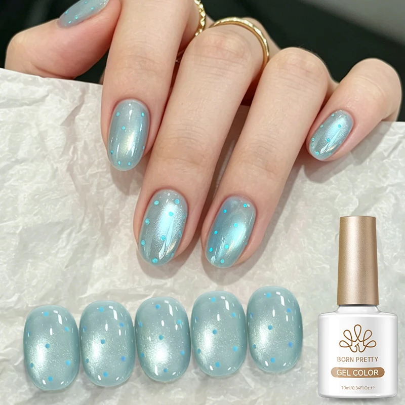 BORN PRETTY 10ml Seeblaue Glasperlen Katzenaugen Magnetischer Nagellack Abziehbarer UV-Härtender Nagellack Langanhaltende Dekorations-Gel-Lackierung