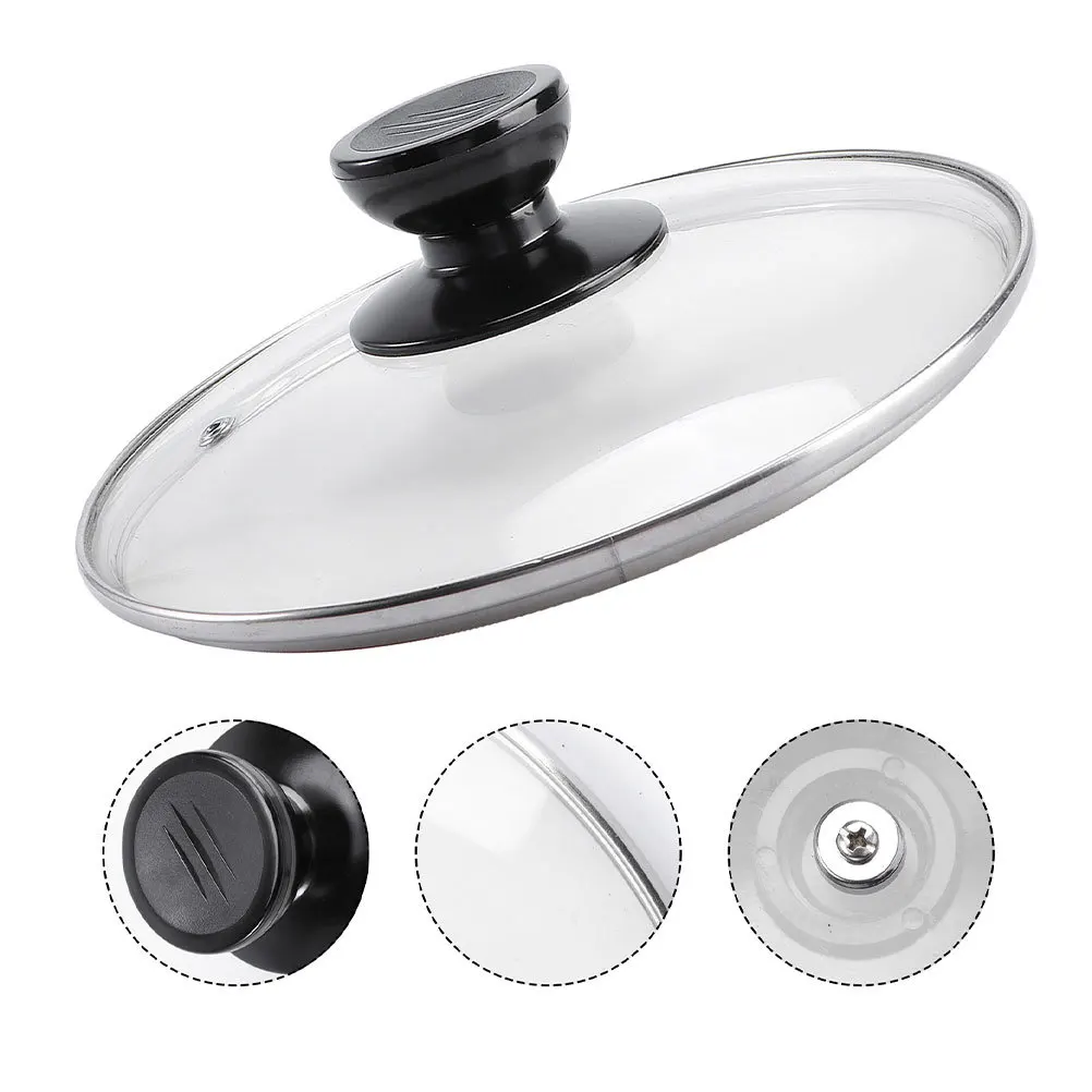 

1Pcs Tempered Glass Pot Lid Transparent Cookware Cover Heat-Resistant Anti-Oil Splashing Kitchen Gadget Universal Round Lid