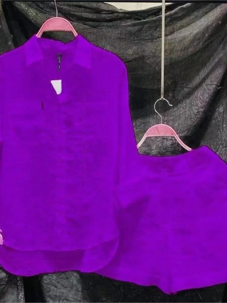 موضة جديدة قميص أبيض طويل الأكمام والسراويل قطعتين مجموعات امرأة ربيع الخريف القطن الكتان عادية المنزل 2 قطعة مجموعة للنساء